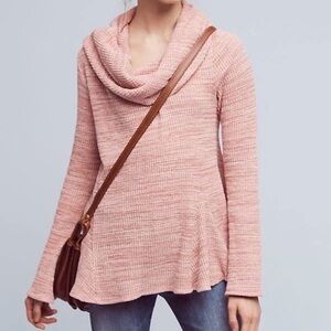 Anthropologie Postmark Sweater Pink "Maurisa" Cowl Neck Oversized Size XS
